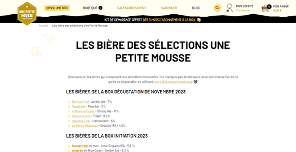 Récapitulatif de box de bière d'une Petite Mousse
